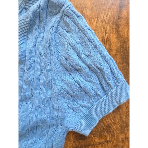 🌿 GAP Cable Knit Short Sleeve Sweater – Baby Blue (Summer 2009) - Picture 3 of 6